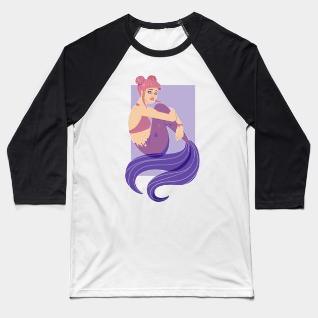 Asian Mermaid Baseball T-Shirt by Twkirky